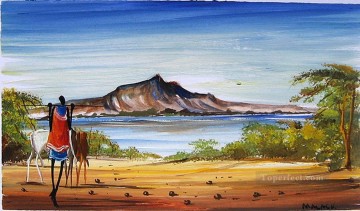 African Painting - On the Beach from Africa